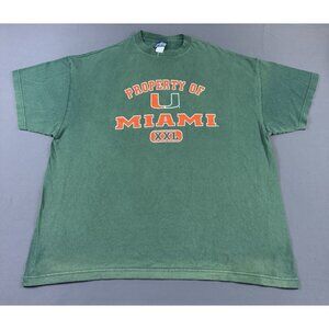 Rare Vintage Y2K Property Of University Of Miami Hurricanes NCAA Sports 2XL Tee